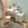Tocador ins mesa de maquillaje armario de almacenamiento para dormitorio escritorio de maquillaje integrado con luz multiusos estilo ins espejo de maquillaje lujo ligero