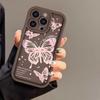Capa Borboleta Rosa Adequada para iPhone 17 Pro Max, iPhone 14, Acabamento Fosco para iPhone 13, 12/11 Fábrica, 15 Exportação