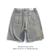2024 Shorts de Mezclilla Rectos Holgados para Hombre Tendencia de Verano Marca de Moda Americana Versátil Casual Pantalones de Cinco Puntos Blanco Amarillo