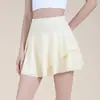 Falda Plisada Transpirable Fresca de Verano Anti-exposición Cintura Alta Cintura Elástica Bolsillos Falda Deportiva para Correr Yoga Tenis