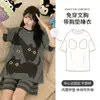 Pijama de verão feminino com sutiã embutido, tecido leve tipo algodão, novo estilo 2026, conjunto de shorts de manga curta, adequado para usar tanto em ambientes internos quanto externos.