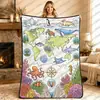 Manta con diseño de mapa de animales transfronterizo, hecha a medida, superventas en Amazon para niños y adultos, manta para pintar y garabatear a mano DIY