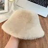 Chapéu Peludo Feminino 2025 Novo Outono e Inverno Chapéu de Pescador de Pelúcia Circunferência da Cabeça Grande Estilo Coreano Versátil Chapéu Bucket Chapéu Bacia