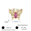 Aretes de acero de titanio con bola retorcida estilo coreano y mariposa micro pavimentada con circonita, multicolor, puño de oreja de nudo de mariposa, broquel para lóbulo