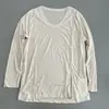 Camiseta casual de manga larga de Lyocell para mujer, cuello redondo, corte holgado, versátil, transpirable, cubierta protectora solar, ligeramente transparente, top con abertura