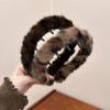 Diadema de felpa con ondas dentadas y estampado de leopardo vintage para otoño e invierno, para mujer, antideslizante, con forma de cráneo alto, para el cabello, para lavado facial y maquillaje
