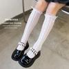 Calcetines de Media Pantorrilla para Mujer, Estilo Japonés, Versión Delgada de Verano, con Adorno de Encaje de Moño, Calcetines Arrugados, Calcetines Blancos de Pantorrilla Jk, Anti-Enganche