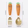 Cuchara tenedor de zanahoria de acero inoxidable 304 con dibujos animados creativos para niños, con mango de PP, para comer al bebé, disponible en stock