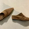 Lenço de cabeça plissado estilo old money retrô chinelo mule plataforma calçado de exterior bico fino slip-on salto grosso meia-chinelo