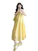 Vestido de Maternidad Jingqi Nuevo Conjunto de Primavera para Mujeres Embarazadas, Vestido Holgado de Tirantes de Lunares para Verano