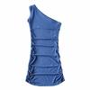 Vestido de verano 2021 estilo europeo y americano de AliExpress, nuevo, sexy, ajustado, plisado, con hombros descubiertos, color liso, a la cadera.