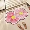 Alfombrilla de Tierra de Diatomeas, Absorbente de Agua, Secado Rápido, Felpudo Lavable, Alfombrilla Antideslizante para Entrada de Baño, Alfombrilla de Baño Floral de Forma Irregular
