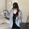 Moletom com capuz 133 para mulheres, novo estilo outono, peça externa versátil, corte solto e relaxado estilo coreano, cardigã forrado com fleece para outono e inverno