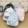 Mochila estilo japonés con bordados de lunares y estrellas, diseño nuevo, moderna y linda, perfecta para estudiantes de secundaria, una opción única y a la moda