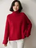 Suéter de Cashmere Grosso 2026 Novo Modelo Feminino Gola Alta Suéter Básico, Estilo Suave, Caimento Solto, Emagrecimento, Canelado, Suéter Quente