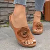 Sandalias de Mujer de Gran Tamaño Nuevas 2026 para Comercio Exterior Transfronterizo con Costuras, Zapatos de Madre, Tacón de Cuña, Sandalias Casuales de Playa Peep-Toe Slip-On