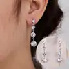 Pendientes Transfronterizos Incrustados de Circonita Que Realzan la Apariencia del Rostro, Pendientes Redondos Pequeños, Pendientes Exagerados Retro de Lujo Ligero, Pendientes Largos con Borlas de Gama Alta