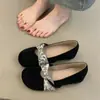 Zapatos de Salón Exquisitos Franceses con Tacón Oculto para Mujer Estilo Nuevo con Faldas Cómodos Zapatos de Ballet Mary Jane