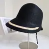 Chapéu de Sol de Ráfia Simples Estilo Coreano para Mulheres Verão Aba Larga Proteção Solar Chapéu de Palha Férias Viagem Chapéu de Pescador Chapéu Bacia Tendência