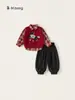 Ropa Infantil Youbao Traje para Niños Chaleco de Lana Camisa a Cuadros Pantalones Jogger Conjunto de Tres Piezas para Niños Ropa Estilo Academia