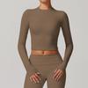 Zherun Top de Yoga Ajustado Camiseta de Manga Larga Ajustada Top Deportivo para Exteriores Ropa de Fitness para Mujer
