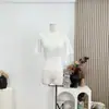 Suéter de punto de cuello alto medio de Lyocell para mujer, Top adelgazante de color liso
