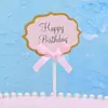 Enchufe para pastel de cumpleaños Lazo decoración de pastel escrita a mano Tarjeta con palillo de dientes Inserción de tarjeta Tarjeta escrita a mano Suministros de decoración para hornear