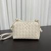 Bolsa de couro tecido feito à mão de couro genuíno Feminino 2024 All-match Small Square Bag Feminino Mini Mobile Phone Bag Casual Cowhide Shoulder Crossbody Bag