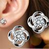 Pendientes de Hierba de la Suerte Estilo Coreano Moda Europea y Americana Pendientes Brillantes de Hierba de la Suerte Pendientes de Trébol de Cuatro Hojas Joyería para Oreja