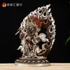 Estatua de Buda Yuan Hui Mahagala de Dos Brazos Nepal Cobre Plateado 10 Pulgadas Adornos Budistas Tántricos para el Hogar