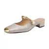 Mules de verano de estilo chino de punta cerrada para mujer, para comercio exterior transfronterizo, adecuados para uso en exteriores, elegantes sandalias Mary Jane de tacón medio para combinar con faldas