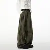 Calça Casual Versátil Desconstruída Lavada Retro Americana Primavera Tendência Marca Design Tingimento Sujo Calça Wide-Leg Calça Workwear