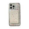 Para bolsa magnética para tarjetas Apple MagSafe transfronteriza modelo Apple 15 bolsa para tarjetas 13promax piel PU con flores prensadas