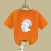 2087# camiseta de algodón de manga corta de verano para niñas pequeñas y medianas, nueva con estampado de dibujos animados, camiseta básica para niña, linda