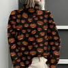 Amazon Temu Estación Independiente Chaqueta Cardigan Suéter Cuello Alto Estampado Abstracto Halloween 3D para Mujer E127