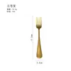 Conjunto criativo de colher pontiaguda, colher redonda, faca e garfo para bife em aço inoxidável 304 dourado, com talas grossas, ideal para restaurantes, hotéis e sobremesas.