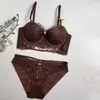 Lencería sexy de encaje estilo francés con tirantes, bordado calado, sujetador push-up, soporte lateral para el pecho, conjunto de sujetador con elevación ajustable