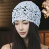 2026 Nuevo Sombrero de Punto Hueco Retro Japonés para Mujer Primavera/Verano Delgado Versátil Artístico Azul Holgado Sombrero Pulóver