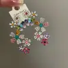 Pendientes de Flor de Zirconio Color Dopamina, Hélice de Oreja Integrada, Lujo Accesible para Mujer, Diseño de Nicho de Gama Alta, Pendientes Exagerados Únicos