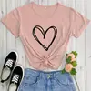 Camiseta Estampada de Amor Corazón Día de San Valentín, Sitio Independiente de Comercio Exterior Camiseta de Comercio Exterior de Manga Corta con Cuello Redondo Europeo y Americano