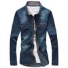 Otoño 2020 nueva camisa casual de mezclilla de manga larga entallada para hombre top juvenil moderno para hombre camisa de color sólido