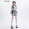 Falda de Mezclilla Azul Nostálgico Corte A para Mujer Tendencia 2025 Nueva Sexy Anti-Exposición Cintura Alta Efecto Adelgazante Ceñida a la Cadera Falda Corta