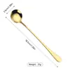 1010 Colher de Aço Inoxidável com Cabo Longo para Panela de Arroz, Colher para Mexer Coquetéis, Colher para Café e Sorvete, Colher para Sorvete com Ponta Arredondada Afiada