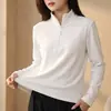 Blusa de fleece escovado com zíper parcial plus size para mulheres, camada base de manga longa quente para usar em camadas no outono