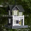 Cabañas de Campo Decoración Exterior Colorida Pintada a Mano Hogar Casa de Pájaros de Madera y Comedero para Pájaros