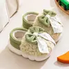 [Promoção] Sapatos de Algodão Infantis para Outono e Inverno, Meninos e Meninas, Pantufas de Algodão para Casa de Bebê com Laço de Desenho Animado, Sapatos de Algodão Engrossados para Crianças
