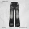 Jeans básicos blancos desgastados estilo americano para hombre, jeans retro de papá, pantalones largos rectos holgados de lavado moderno