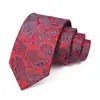 Gravata Masculina Logotipo Personalizado Gravata Paisley Vermelha Casamento Noivo Gravata de Alta Qualidade Amarrada à Mão para Homens
