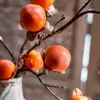 Caquis Simulados de 8 Piezas con Escarcha, Adornos de Decoración para Bodas de Año Nuevo, Plantas Artificiales con Fruta, Caquis Falsos al por Mayor