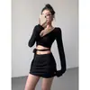 Pantalones Falda de Yoga Deportivos para Mujer Verano 2026 Nuevos Negro Estilo Americano Falda Ultra Corta Petite Cintura Baja Falda Ajustada a la Cadera